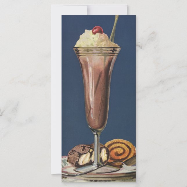 Vintage Ice Cream Shake, Whipped Cream & Cherry (Front)