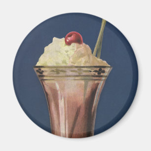 Vintage Ice Cream Shake, Whipped Cream & Cherry Magnet