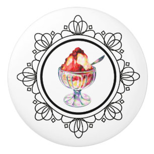 Vintage ice cream sundae in a glass ceramic knob