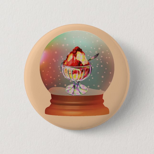 Vintage Ice cream Sundae snow globe button (Front)