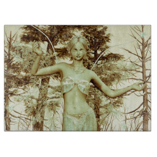 Vintage Ice Fairy in Winter Woodland Cutting Board
