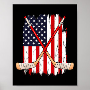 Vintage Ice Hockey Us Flag Poster