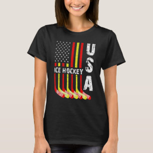 Vintage Ice Hockey USA American Flag T-Shirt