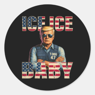 Vintage Ice Ice By Funny Trump _1 Classic Round Sticker