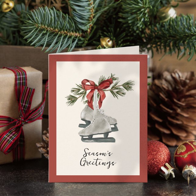 Vintage Ice Skates Holiday Card (Creator Uploaded)