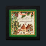 Vintage Ice Skating Ski Lodge Christmas Tree Box<br><div class="desc">COLOR PALETTE: Classic Christmas red, green and gold set the tone for this collection. DESIGN COLLECTION: Vintage Christmas outdoor ice skating rink. Buy this as a gift for your own family or as a Christmas gift for friends, family or co-workers! Or as a corporate gift for business. It's so easy...</div>