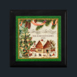 Vintage Ice Skating Ski Lodge Christmas Tree Box<br><div class="desc">COLOR PALETTE: Classic Christmas red, green and gold set the tone for this collection. DESIGN COLLECTION: Vintage Christmas outdoor ice skating rink. Buy this as a gift for your own family or as a Christmas gift for friends, family or co-workers! Or as a corporate gift for business. It's so easy...</div>