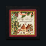 Vintage Ice Skating Ski Lodge Christmas Tree Box<br><div class="desc">COLOR PALETTE: Classic Christmas red, green and gold set the tone for this collection. DESIGN COLLECTION: Vintage Christmas outdoor ice skating rink. Buy this as a gift for your own family or as a Christmas gift for friends, family or co-workers! Or as a corporate gift for business. It's so easy...</div>