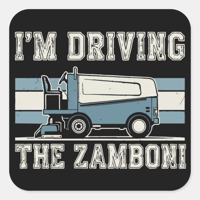 Vintage Ice Zamboni Hockey Rink Design Square Sticker (Front)