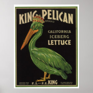 Vintage Iceberg Lettuce Vegetables Crate Labels Poster