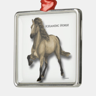 Vintage Icelandic Horse Metal Tree Decoration