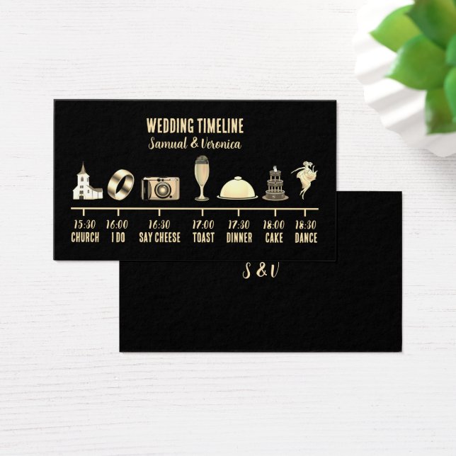 Vintage Icon Wedding Timeline Card (Desk)