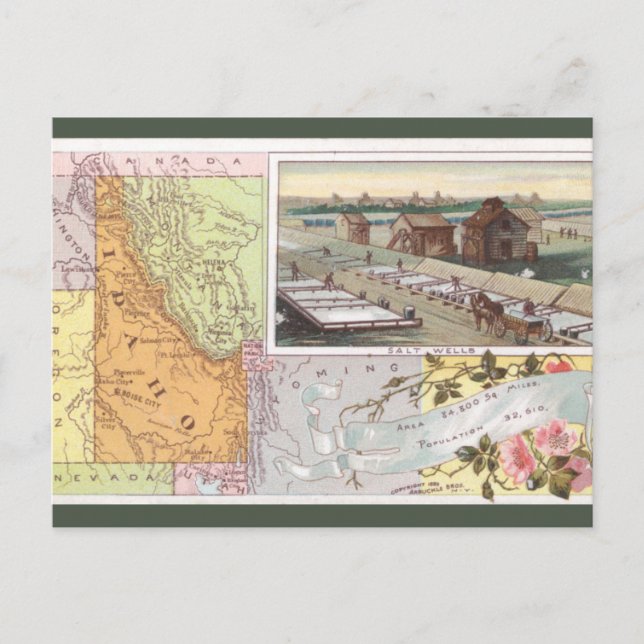 Vintage Idaho Map Postcard (Front)
