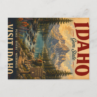 Vintage Idaho Travel Poster with Serene Wilderness Holiday Postcard