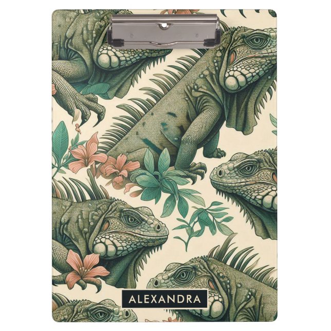 Vintage Iguana Pattern Clipboard (Front)