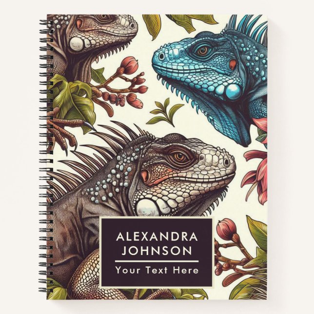 Vintage Iguana Seamless Painting Notebook (Front)