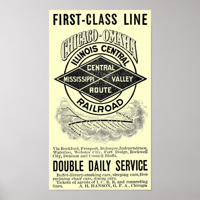 Vintage Illinois Central RR Poster (Front)