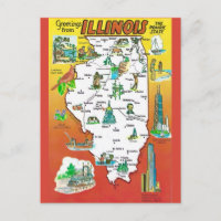 Vintage Illinois Prarie State Map