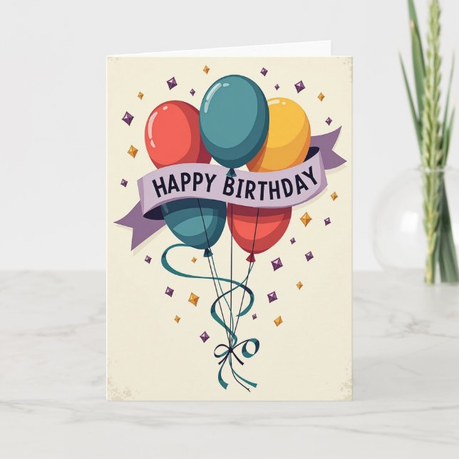 Vintage Illustrated Birthday Card (Front)