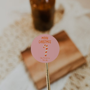 Vintage Illustrated Candy Bar Merry Christmas  Classic Round Sticker