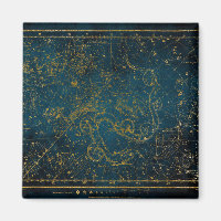 Vintage Illustrated Dark Blue & Gold Star Map