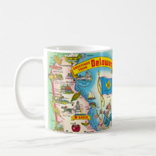 Vintage Illustrated Map of Delaware Coffee Mug