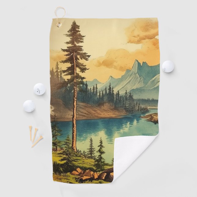 Vintage Illustrated National Park Art Golf Towel (InSitu)