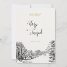 Vintage Illustrated Wedding Invitation