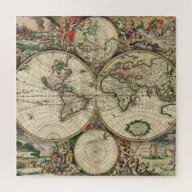 Vintage Illustrated World Map Jigsaw Puzzle (Vertical)