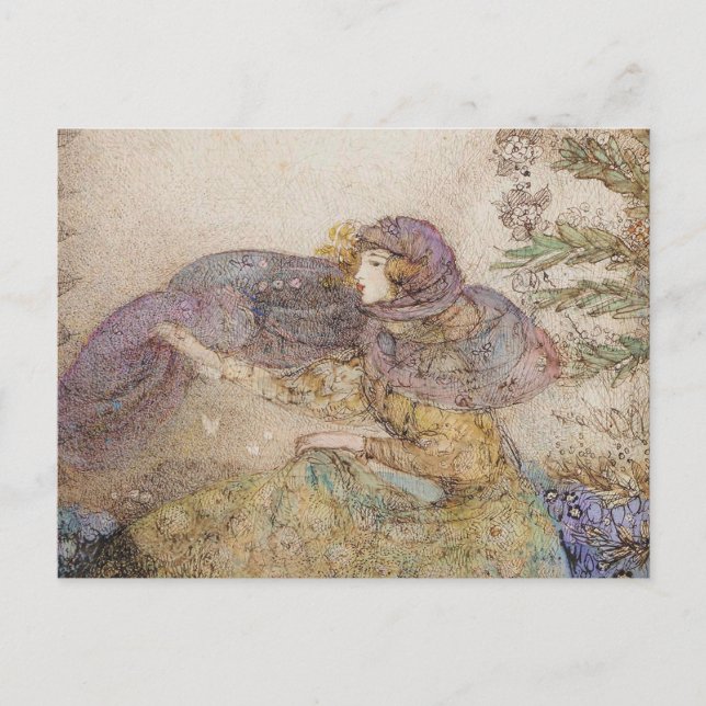 Vintage Illustration Annie French "Lilac Veil"   Postcard (Front)