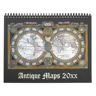 Vintage Illustration Antique World Maps Calendar