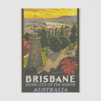 Vintage Illustration Brisbane Australia Travel Tissue Paper