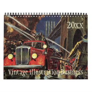 Vintage Illustration Business Jobs and Occupations Calendar