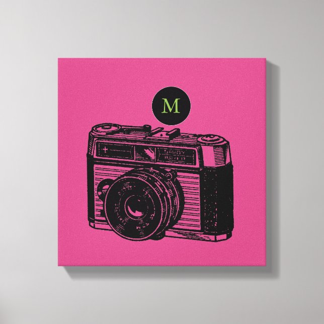 Vintage Illustration Camera 2 Monogram Canvas Print (Front)