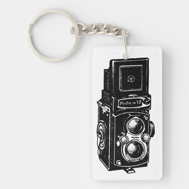 Vintage Illustration Camera personalised keychain (Front)