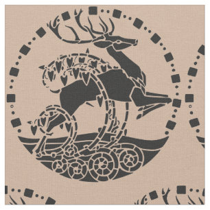 Vintage Illustration Christmas Reindeer Fabric