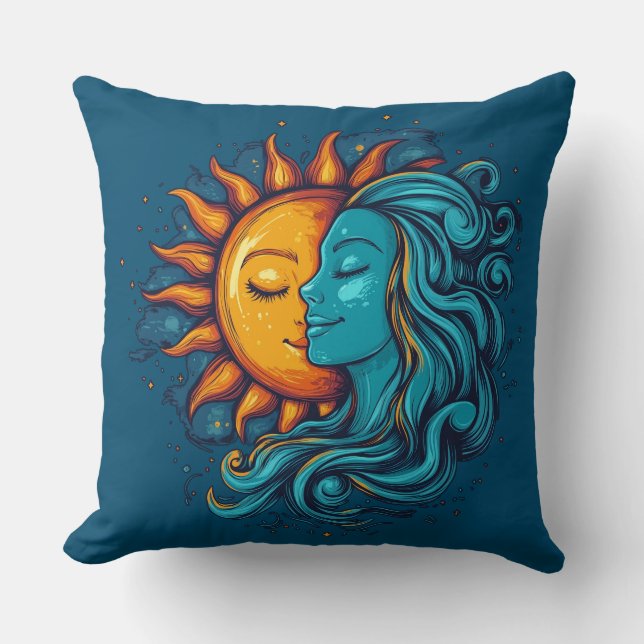 Vintage illustration Day Lady Sky Cushion (Front)