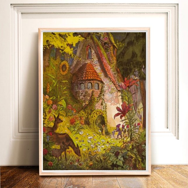 Vintage Illustration Deep Forest Mystical Castle Poster (Creator Uploaded)