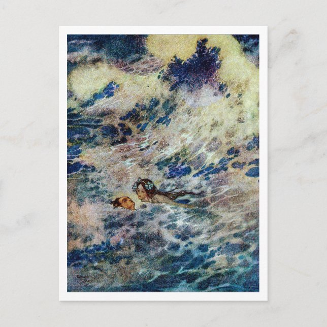 Vintage Illustration Edmund Dulac Little Mermaid Postcard (Front)