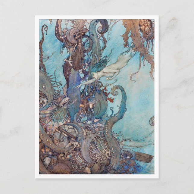 Vintage Illustration Edmund Dulac Little Mermaid Postcard (Front)