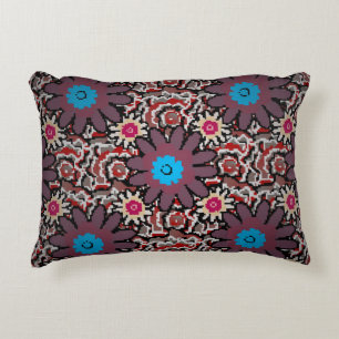 Vintage illustration. Folkloric ethnic purple, red Decorative Cushion