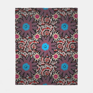 Vintage illustration. Folkloric ethnic purple, red Fleece Blanket