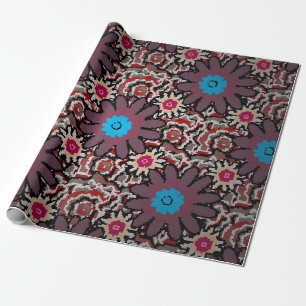 Vintage illustration. Folkloric ethnic purple, red Wrapping Paper