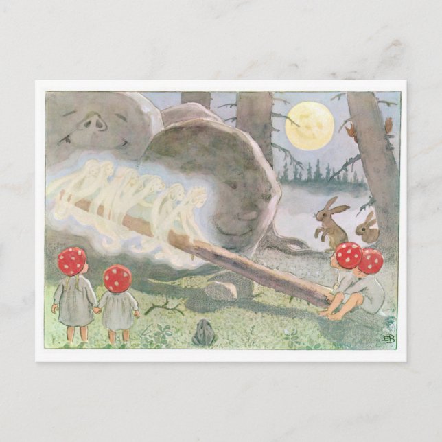 Vintage Illustration Forest Children Elsa Beskow Postcard (Front)