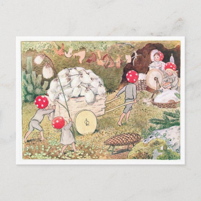 Vintage Illustration Forest Children Elsa Beskow Postcard (Front)