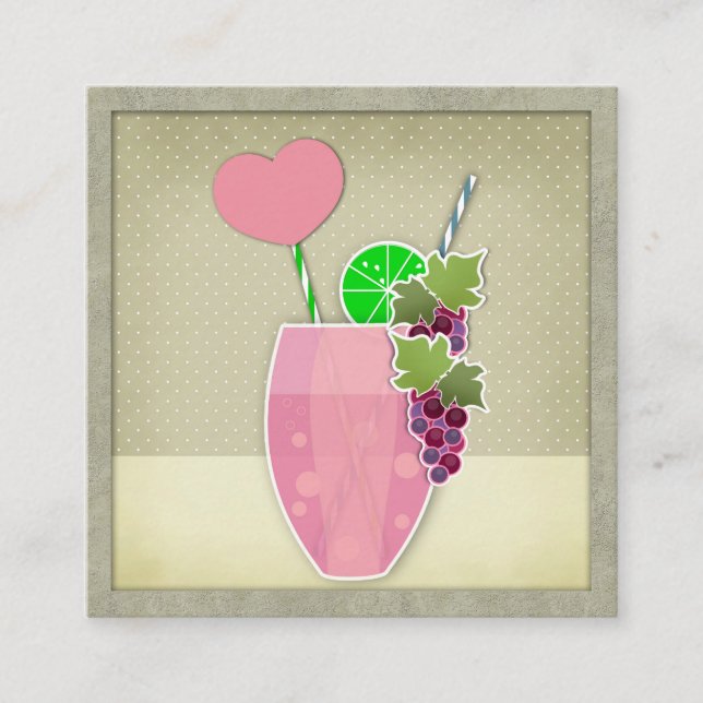 Vintage illustration, fruit square business card (Front)