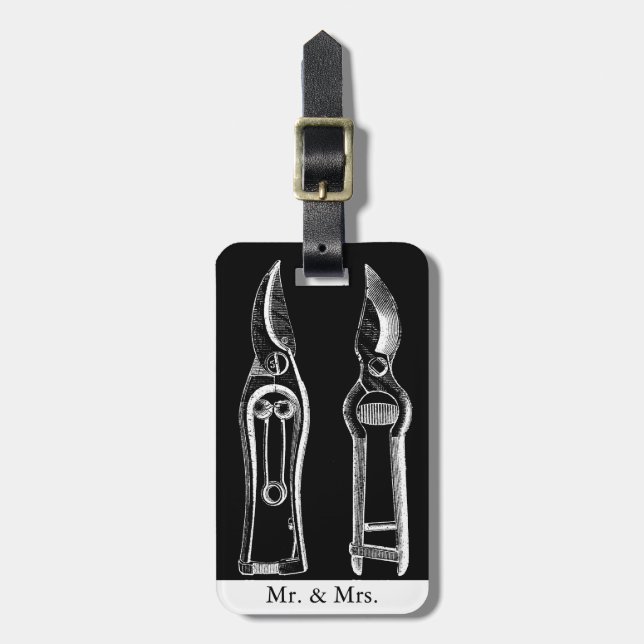 Vintage Illustration Gardening Tools Pruners Tag 2 (Front Vertical)