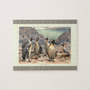 Vintage illustration giant penguins Antarctic  Jigsaw Puzzle