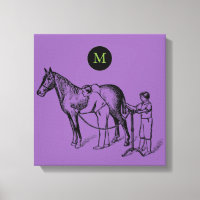 VINTAGE Illustration Horse Clipping Monogram C