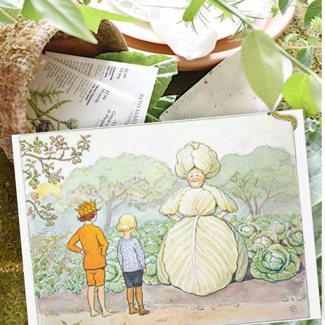 Vintage Illustration In the Garden Elsa Beskow Card (Creator Uploaded)